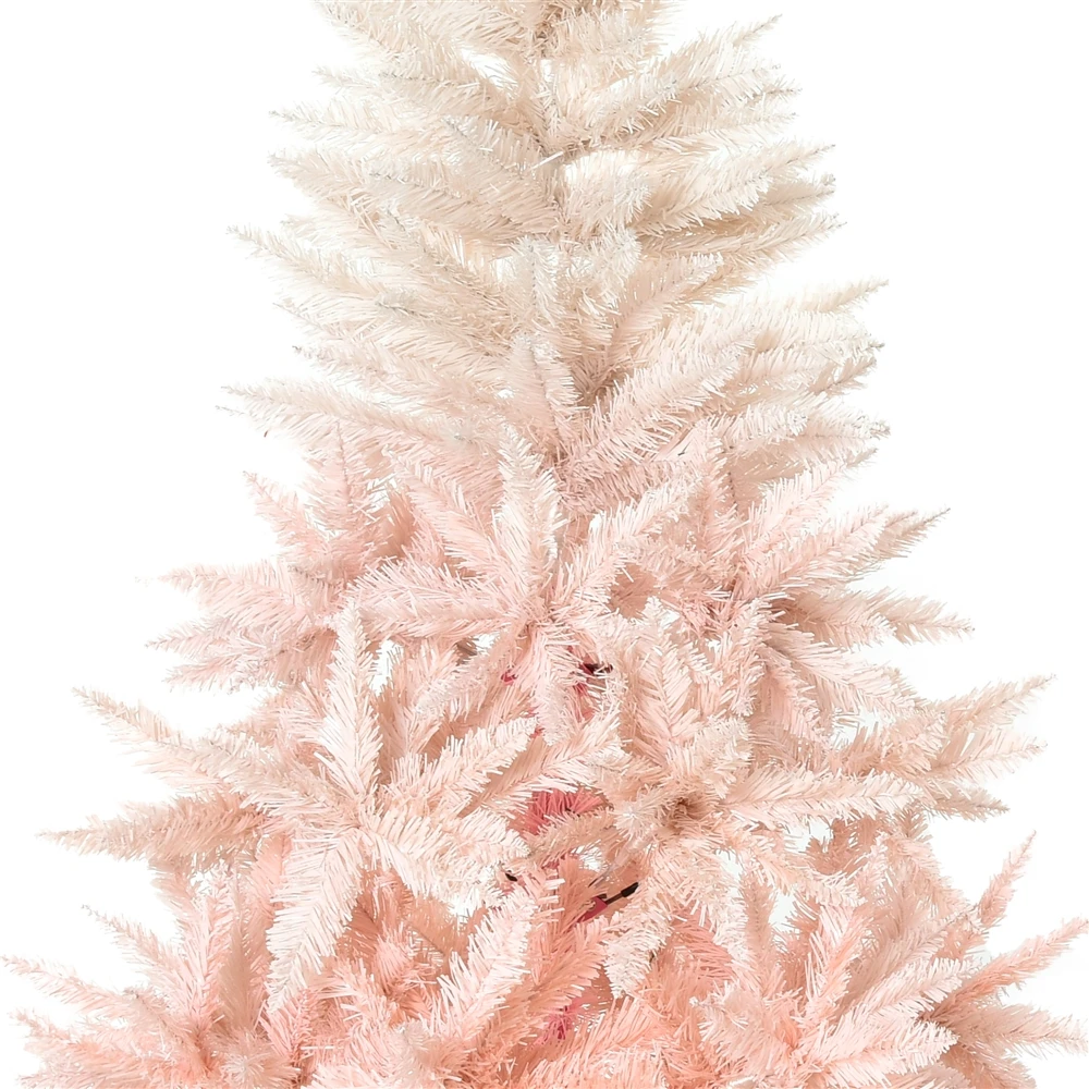 HomCom 7-ft Leg Base Spruce Full Pink Artificial Christmas Tree 6 HomCom 7-ft Leg Base Spruce Full Pink Artificial Christmas Tree - Image 4
