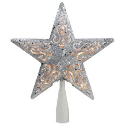 Northlight 8.5-in Silver Lighted Star Christmas Tree Topper