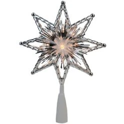 Northlight 8-in Silver And Grey Lighted Star Christmas Tree Topper