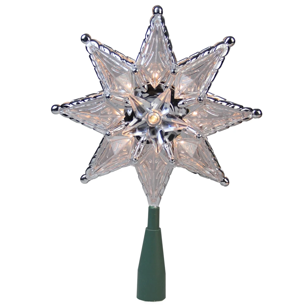 Northlight 8-in Silver Mosaic Lighted Star Christmas Tree Topper 3 Northlight 8-in Silver Mosaic Lighted Star Christmas Tree Topper