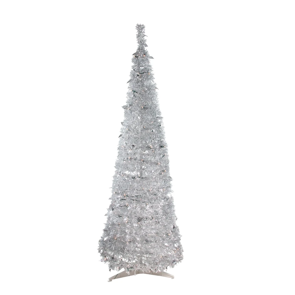 Northlight 6-ft Silver Tinsel Pre-Lit Artificial Christmas Tree With Warm White Lights 3 Northlight 6-ft Silver Tinsel Pre-Lit Artificial Christmas Tree With Warm White Lights