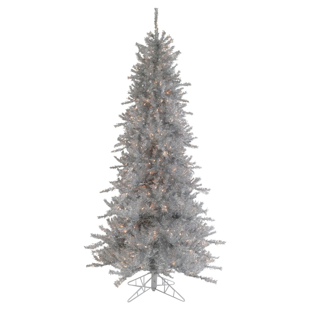 Northlight 7.5-ft Slim Silver Tinsel Pine Pre-Lit Artificial Christmas Tree With Warm White Lights 3 Northlight 7.5-ft Slim Silver Tinsel Pine Pre-Lit Artificial Christmas Tree With Warm White Lights