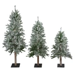 Northlight 5-ft Flocked Alpine Unlit Artificial Christmas Trees - Set Of 3