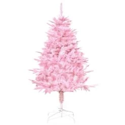 HomCom 4-ft Unlit Full Pink Artificial Christmas Tree With Automatic Opening
