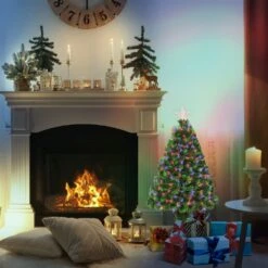 HomCom 2.5-ft Pre-Lit Full Green Artificial Christmas Tree With Sparkling Multicoloured Fibre Optic Lights -Northlight Sales Store 330951261 AlternateImage4