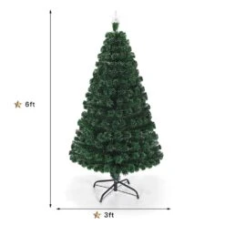 Costway 6-ft Pre-Lit Leg Base Full Green Artificial Fibre Optic Christmas Tree With 230 Multicolour LED Lights -Northlight Sales Store 330962433 AlternateImage3