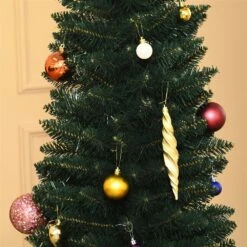 HomCom 6-ft Leg Base Slim Rightside-Up Green Artificial Christmas Tree -Northlight Sales Store 331003125 AlternateImage3