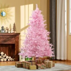 HomCom 6-ft Pink Leg Base Full Rightside-Up Artificial Christmas Tree -Northlight Sales Store 331003129 AlternateImage1