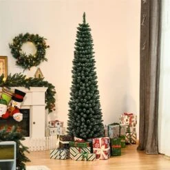 HomCom 6.5-ft Leg Base Slim Rightside-Up Green Artificial Christmas Tree -Northlight Sales Store 331003140 AlternateImage1
