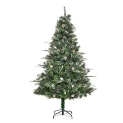 HomCom 6-ft Pine Tree Leg Base Full Rightside-Up Green Artificial Christmas Tree With Pinecones