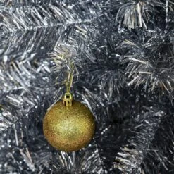 HomCom 7-ft Leg Base Slim Rightside-Up Silver Artificial Christmas Tree -Northlight Sales Store 331003144 AlternateImage4