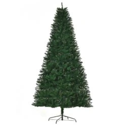 HomCom 8-ft Leg Base Full Rightside-Up Green Artificial Christmas Tree