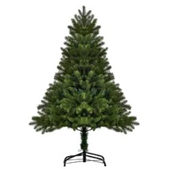 HomCom 4-ft Leg Base Full Rightside-Up Green Artificial Christmas Tree