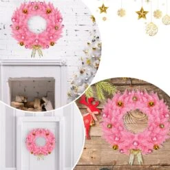 Costway 24-in Indoor/Outdoor Pink Ornament Artificial Christmas Wreath -Northlight Sales Store 331054221 AlternateImage2