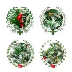 Costway 24-in Pre-Lit Indoor/Outdoor Battery-Operated Green Ornament Artificial Christmas Wreath With Warm White LED -Northlight Sales Store 331054244 AlternateImage4