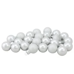 Northlight 24-Piece White 2-Finish Glass Christmas Ball Ornaments
