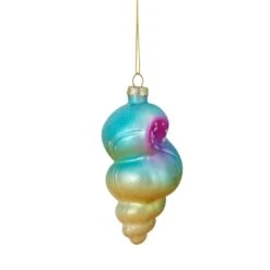 Northlight 4.25-in Blue And Pink Seashell Glass Christmas Ornament -Northlight Sales Store 331054267 AlternateImage2