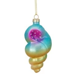 Northlight 4.25-in Blue And Pink Seashell Glass Christmas Ornament