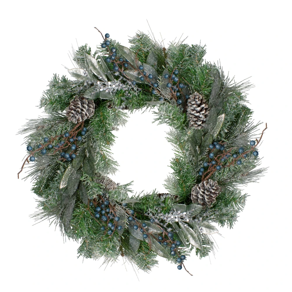 Northlight 24-in Mixed Pine And Blueberries Artificial Christmas Wreath 3 Northlight 24-in Mixed Pine And Blueberries Artificial Christmas Wreath