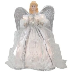 Northlight 12-in Silver Angel With Wings Christmas Tree Topper