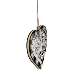 Northlight 4.25-in Black And White Buffalo Plaid Heart With Reindeer Christmas Ornament -Northlight Sales Store 331054291 AlternateImage2