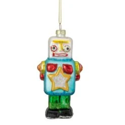 Northlight 4.75-in Multicoloured Glass Robot Christmas Ornament