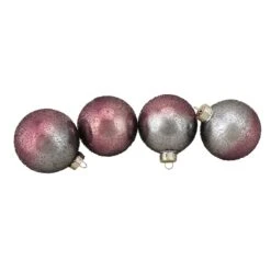 Northlight 4-Piece Hand Blown Textured Glass Ball Christmas Ornaments