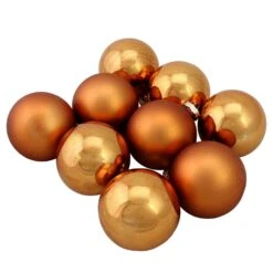 Northlight 2.5-in Bronze 2-Finish Glass Ball Christmas Ornaments - 9-Piece