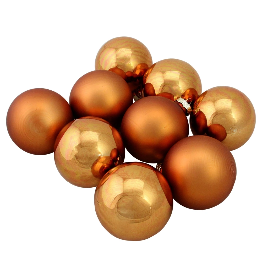 Northlight 2.5-in Bronze 2-Finish Glass Ball Christmas Ornaments - 9-Piece 3 Northlight 2.5-in Bronze 2-Finish Glass Ball Christmas Ornaments - 9-Piece