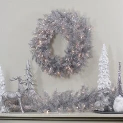 Northlight 9-ft X 12-in Pre-Lit Silver Tinsel Artificial Christmas Garland -Northlight Sales Store 331054371 AlternateImage2