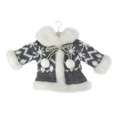 Northlight 8-in Grey And White Knit Nordic Print Sweater Christmas Ornament