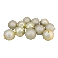 Northlight 4-in Champagne Gold Shatterproof 4-Finish Christmas Ball Ornaments - Set Of 12 -Northlight Sales Store 331054396 AlternateImage2