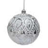 Northlight 3.5-in Matte White And Silver Floral Distressed Christmas Ball Ornament -Northlight Sales Store 331054401 MainImage 001