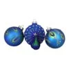 Northlight 3.75-in Royal Blue And Green Peacock Glass Christmas Ornaments - 3-Piece