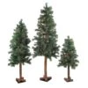 Northlight Set Of 3 Pre-Lit Slim Woodland Alpine Artificial Christmas Trees 5-ft