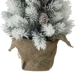 Northlight 19-in Potted Slim Flocked Mini Pine Christmas Tree In Burlap Base 9 Northlight 19-in Potted Slim Flocked Mini Pine Christmas Tree In Burlap Base -Northlight Sales Store 331054492 AlternateImage3