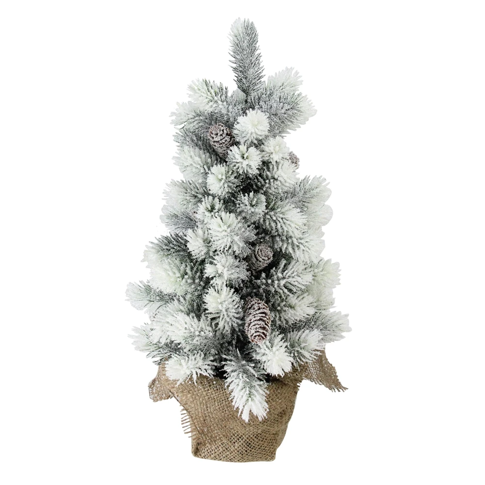 Northlight 19-in Potted Slim Flocked Mini Pine Christmas Tree In Burlap Base 3 Northlight 19-in Potted Slim Flocked Mini Pine Christmas Tree In Burlap Base
