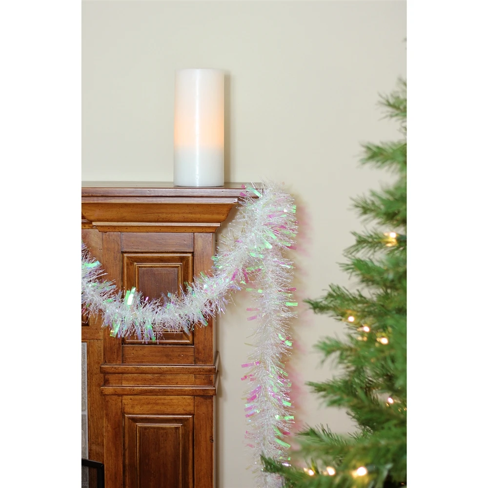 Northlight 50-ft X 4-in White Iridescent Wide Cut Tinsel Christmas Garland 5 Northlight 50-ft X 4-in White Iridescent Wide Cut Tinsel Christmas Garland - Image 3