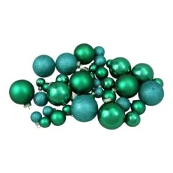 Northlight 40-Piece Green 2-Finish Multiple Size Glass Ball Christmas Ornaments