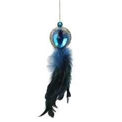 Northlight 9-in Blue And Gold Peacock Feather Jeweled Tassel Christmas Ornament