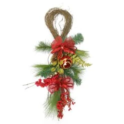 Northlight 26" Long Needle Pine And Berry Artificial Christmas Teardrop Swag Unlit
