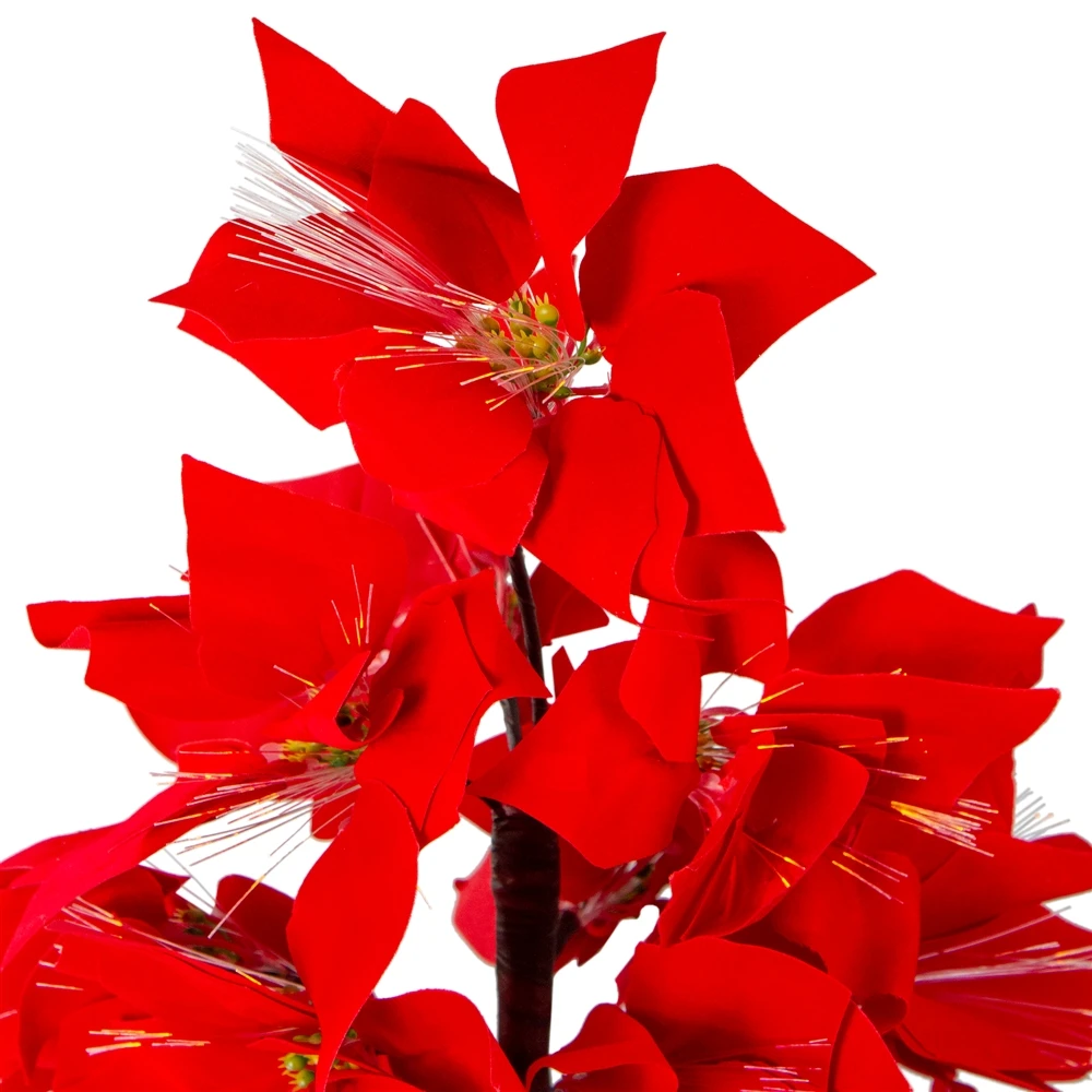 Northlight 4-ft Pre-Lit Fibre Optic Colour Changing Red Poinsettia Christmas Tree 6 Northlight 4-ft Pre-Lit Fibre Optic Colour Changing Red Poinsettia Christmas Tree - Image 4