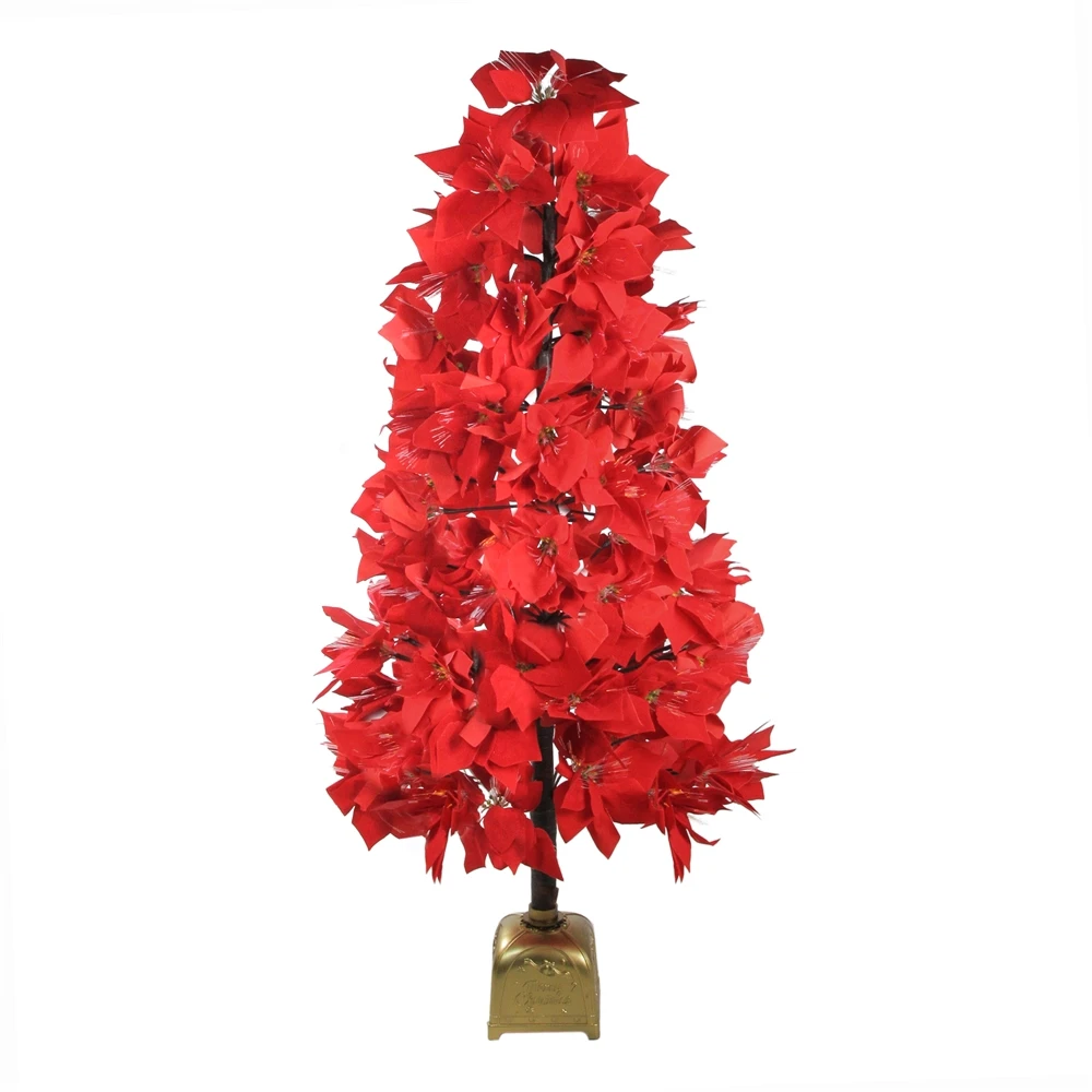 Northlight 4-ft Pre-Lit Fibre Optic Colour Changing Red Poinsettia Christmas Tree 3 Northlight 4-ft Pre-Lit Fibre Optic Colour Changing Red Poinsettia Christmas Tree