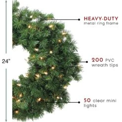 Northlight 24-in Pre-Lit Windsor Pine Artificial Christmas Wreath -Northlight Sales Store 331054555 AlternateImage2