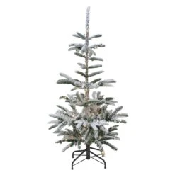 Northlight 6.5-ft Pre-Lit Flocked Slim Nordmann Fir Artificial Christmas Tree