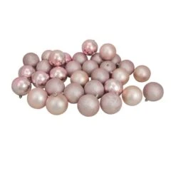 Northlight 32-Piece Blush Pink Shatterproof 4-Finish Christmas Ball Ornaments
