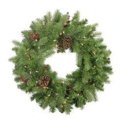 Northlight 24-in Noble Fir With Berries And Pine Cones Christmas Wreath