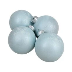 Northlight 3.25-in Blue And Silver Snowflake Glass Christmas Ball Ornaments - 4-Piece -Northlight Sales Store 331054576 AlternateImage2