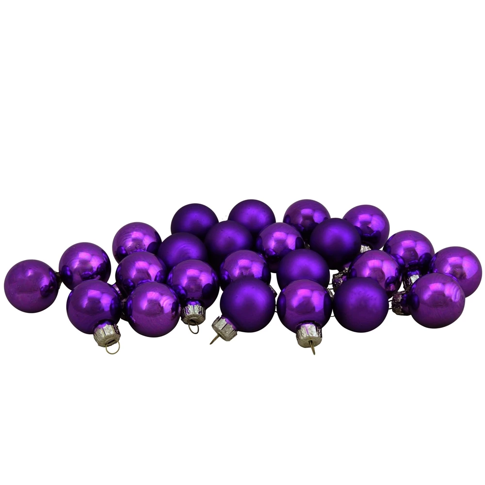 Northlight 1-in Purple 2-Finish Glass Ball Christmas Ornaments- 24-Piece 5 Northlight 1-in Purple 2-Finish Glass Ball Christmas Ornaments- 24-Piece - Image 3