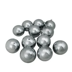 Northlight 4-in Pewter Grey Shatterproof Shiny Christmas Ball Ornaments 12-Piece